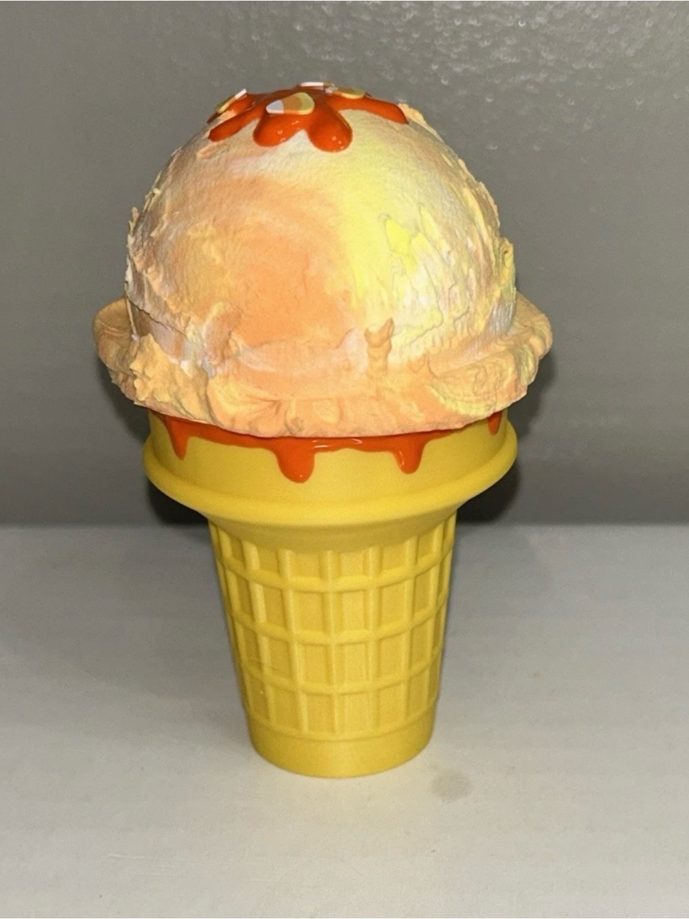 Yellow Candy Corn Fake Ice Cream Cone Decorative Accent Handmade